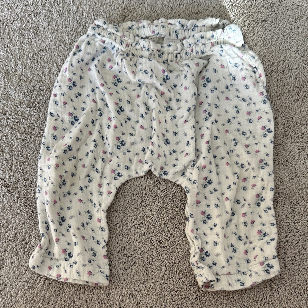 GAP Baby Floral Pants - White and Blue